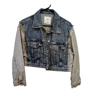 Cropped Jacket In Two-toned Denim